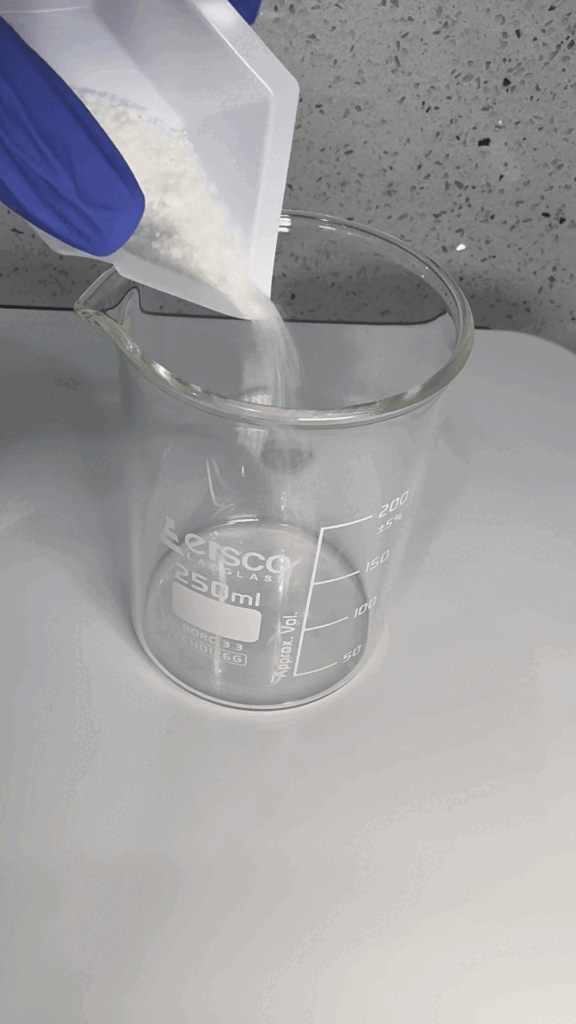 Looping image of ingredients being mixed in containers